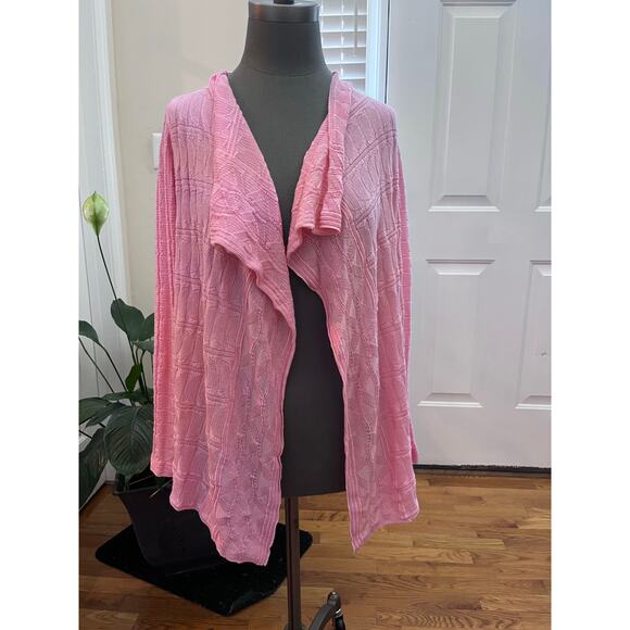 M Missoni Pink Virgin Wool Blend Open Knit Waterfall Buttonless Cardigan Small - Picture 2 of 12